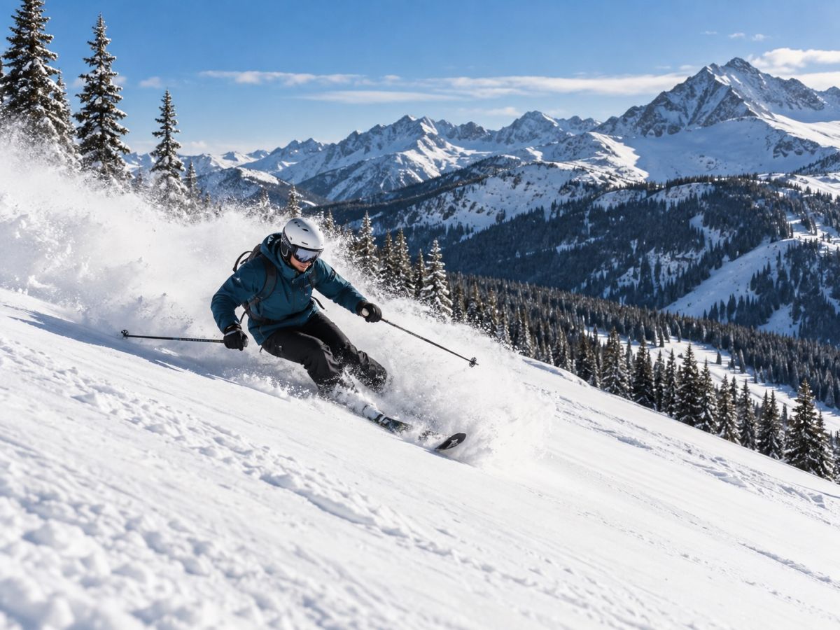 Esquiador recorriendo una pista de nieve en Colorado