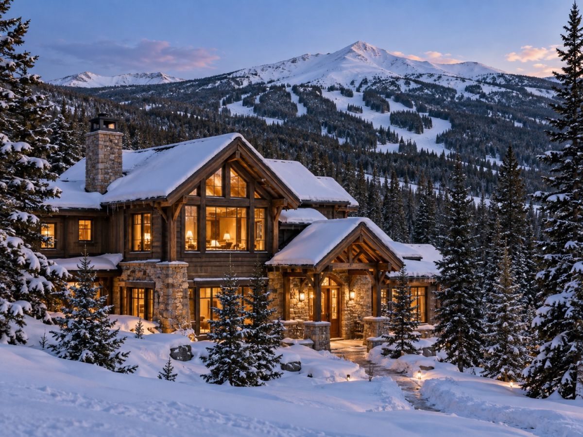 Cabaña de montaña en Breckenridge al anochecer